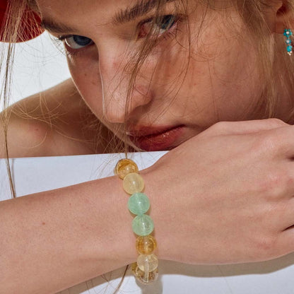 Green Fluorite & Citrine Bracelet — Clarity & Abundance
