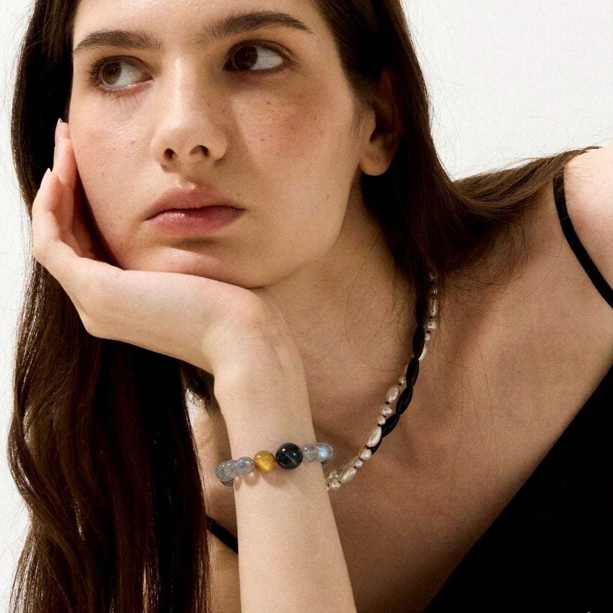 Gray Moonstone & Tiger’s Eye Bracelet — Intuition & Confidence