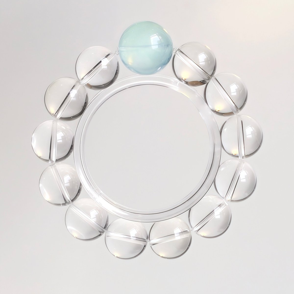 Aquamarine and Clear Quartz natural crystal bracelet for peace and clarity