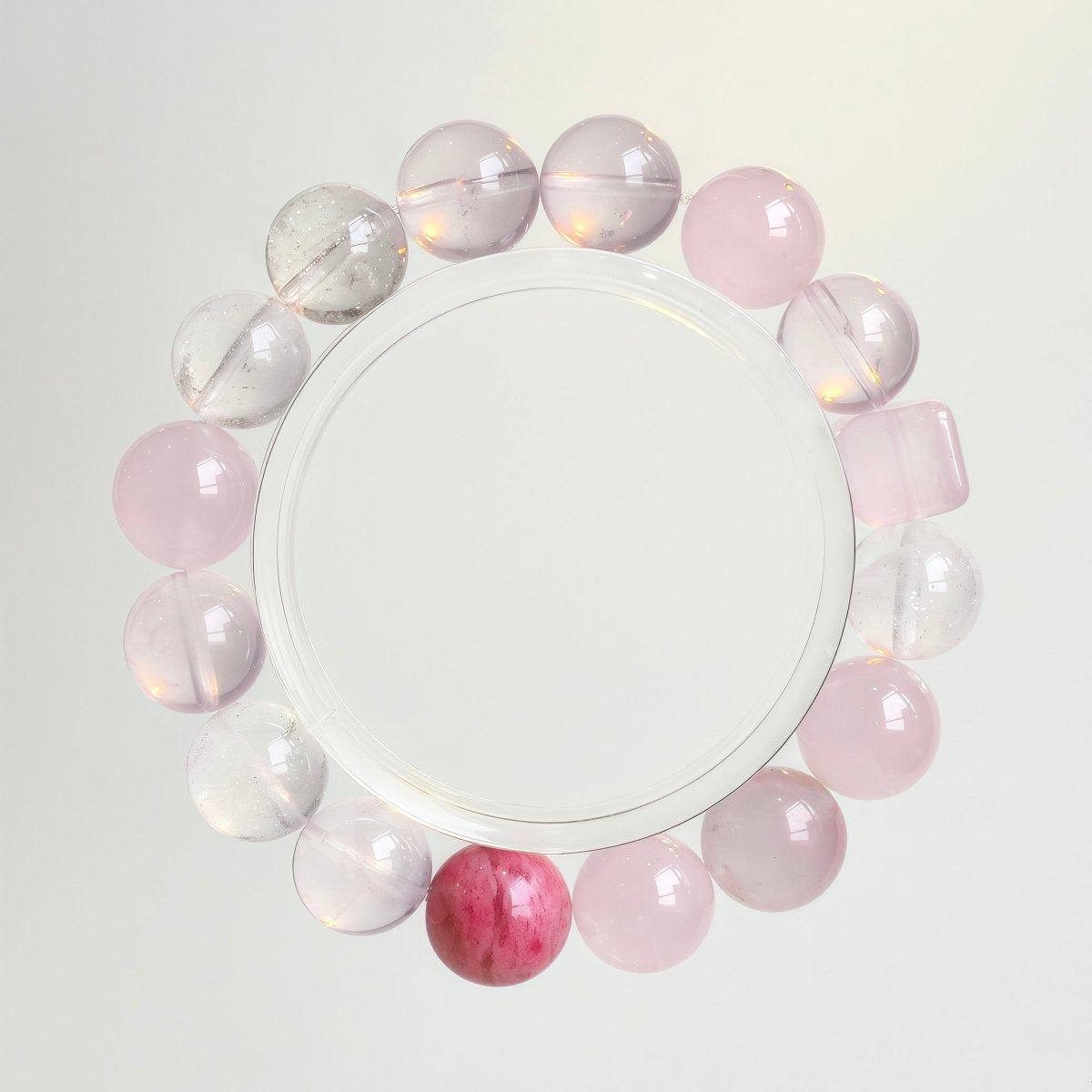 Morganite and Rose Quartz crystal bracelet with Rhodonite, White Howlite, and Cherry Blossom Quartz beads – natural gemstone healing jewelry