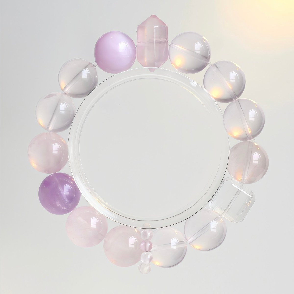 Rose Quartz and Lavender Amethyst crystal bracelet with natural Lepidolite beads – heart chakra healing jewelry