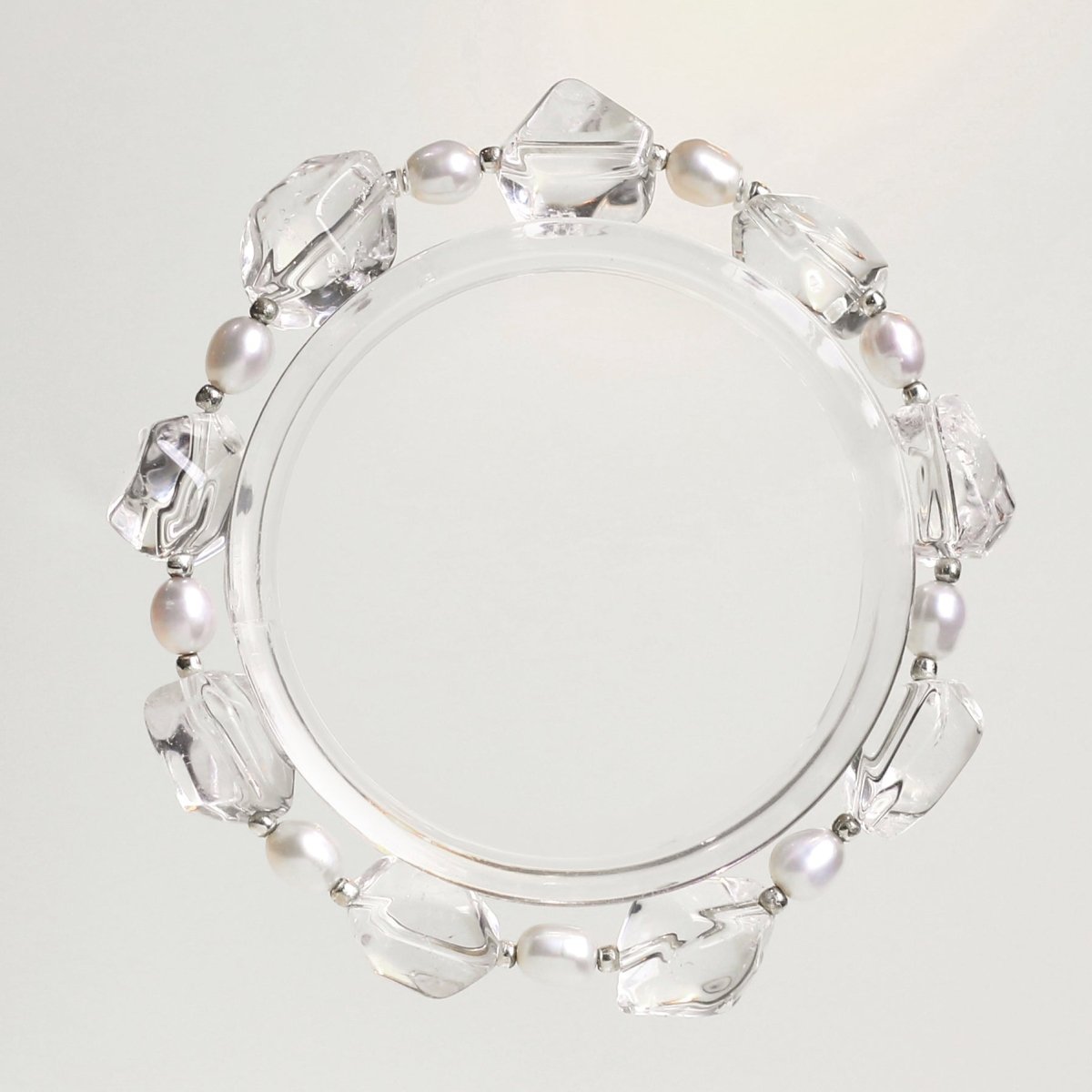 Brazilian Clear Quartz and Pearl Bracelet with S925 Silver – Natural Healing Crystal Jewelry