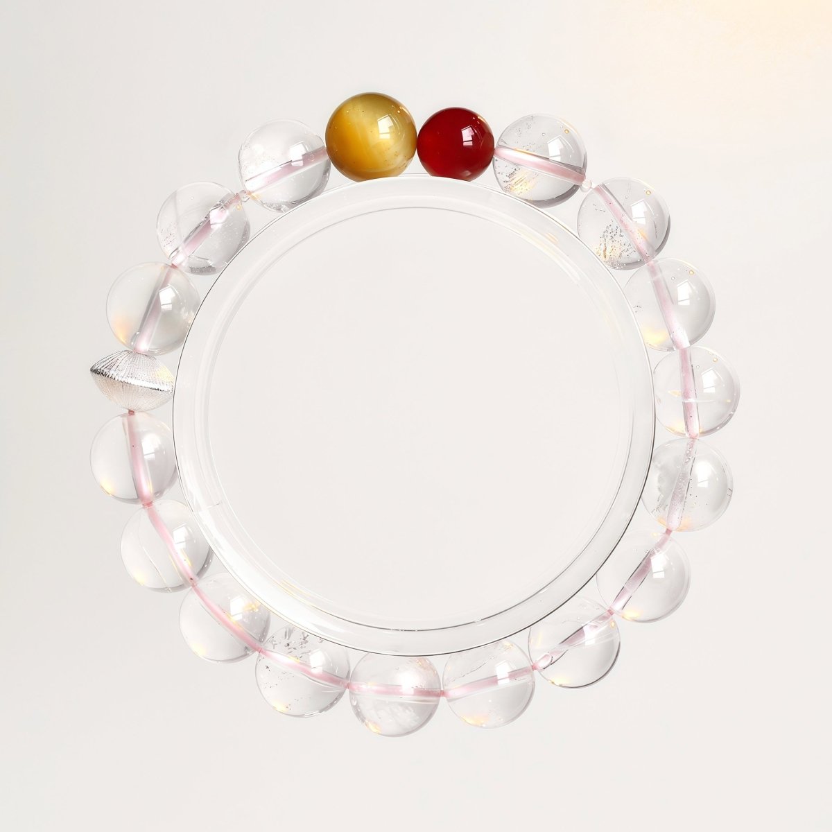 Gold Tiger's Eye, Rose Quartz, Red Agate bracelet with silver dividers