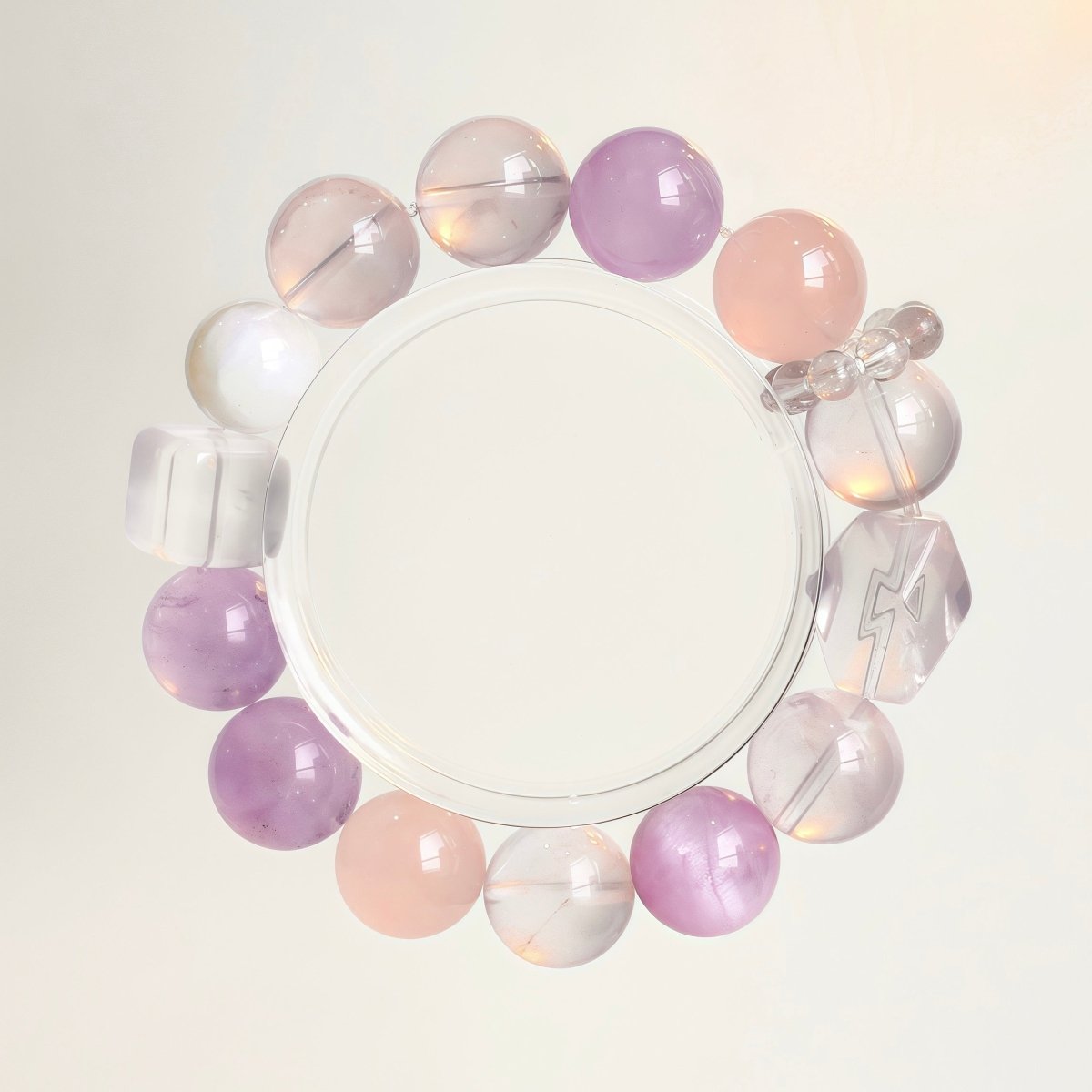 Lavender Amethyst and Rose Quartz bracelet with Milky Quartz