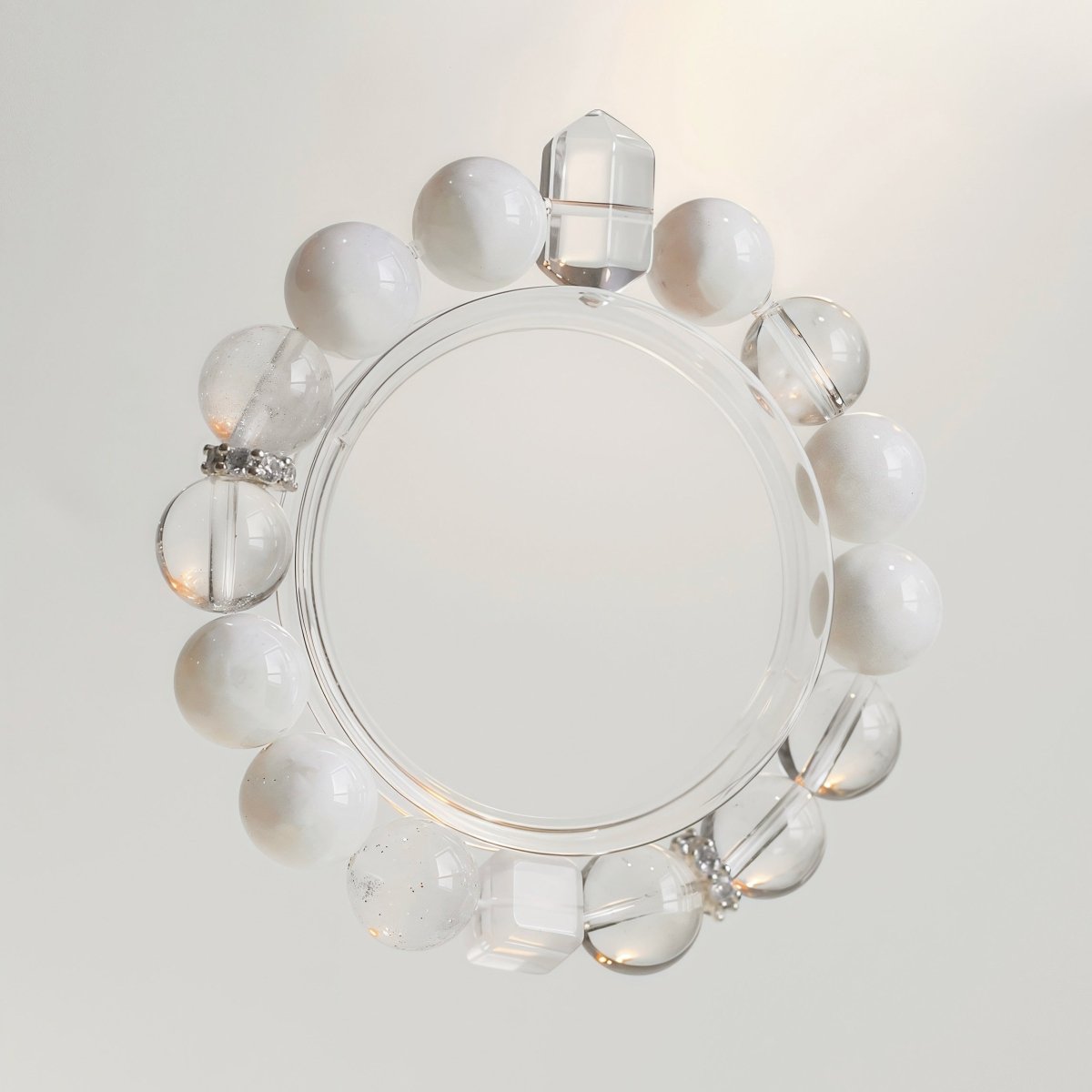 Snow Quartz, White Agate, and Clear Quartz Bracelet – Natural Healing Crystal Jewelry