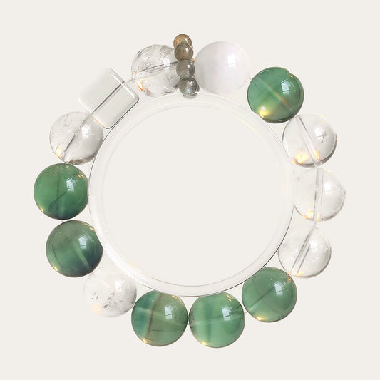 Blue Fluorite, White Aragonite & Ghost Quartz Bracelet – Multi-stone Healing Bracelet