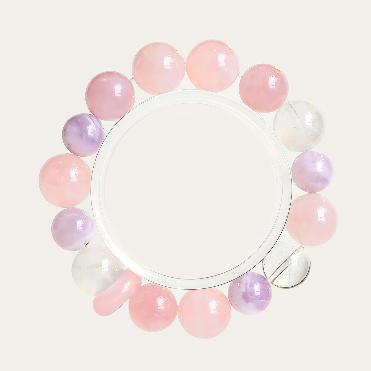 Snow Phantom & Rose Quartz Bracelet – Healing Crystal Jewelry for Clarity and Love