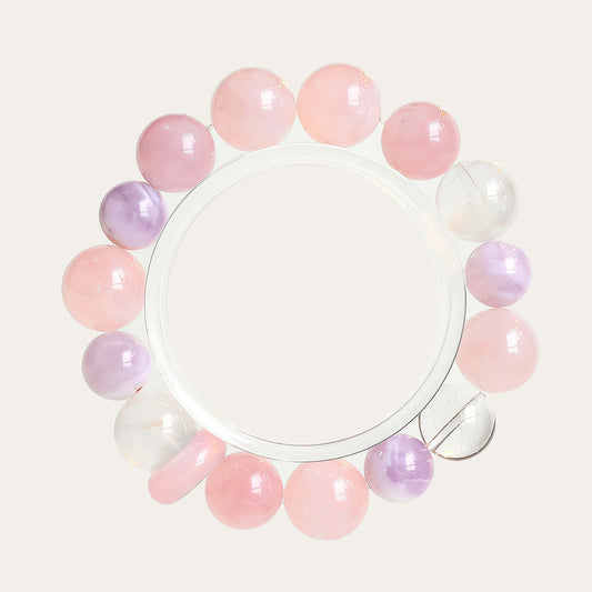 Snow Phantom & Rose Quartz Bracelet – Healing Crystal Jewelry for Clarity and Love