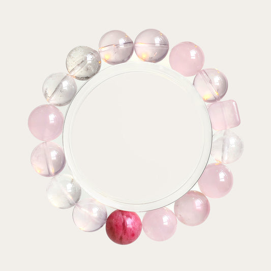 Natural Morganite & Rose Quartz Bracelet – Healing Crystal Jewelry for Love & Emotional Balance