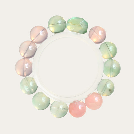 Green Fluorite & Rose Quartz Bracelet – Natural Crystal Jewelry for Heart Healing and Calm