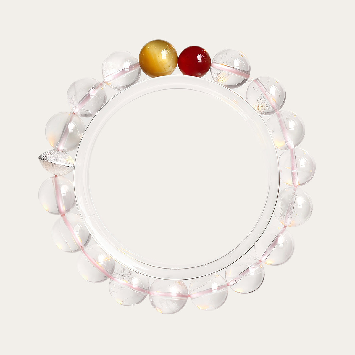 Gold Tiger's Eye, Rose Quartz & Red Agate Bracelet – Healing Crystal Jewelry with Silver Dividers
