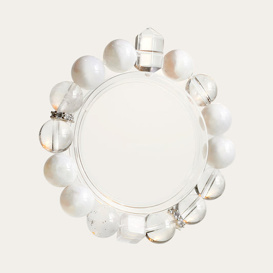 Snow Quartz & White Agate Bracelet – Natural Crystal Jewelry for Calm and Balance