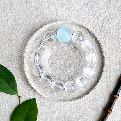 Aquamarine & Clear Quartz Bracelet – Natural Crystal Jewelry for Clarity and Inner Peace
