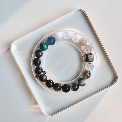 Flash Quartz, Blue Tiger’s Eye and Chrysocolla bracelet for focus and protection