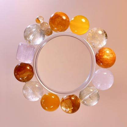 Lemon Quartz Bracelet, Yellow Crystal Bracelet, Flower Agate Bracelet, Healing Crystal, Wealth Crystal, Energy Bracelet, Chakra Healing, Positive Energy Bracelet, Spiritual Jewelry, Natural Gemstone Bracelet