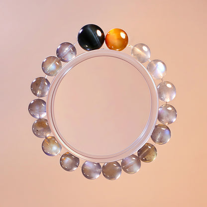 Gray Moonstone & Tiger’s Eye Bracelet – Natural Crystal Jewelry for Intuition and Confidence