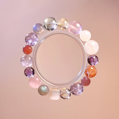 Moonstone, Lemon Quartz & Rose Quartz Bracelet – Natural Crystal Jewelry for Joy and Healing