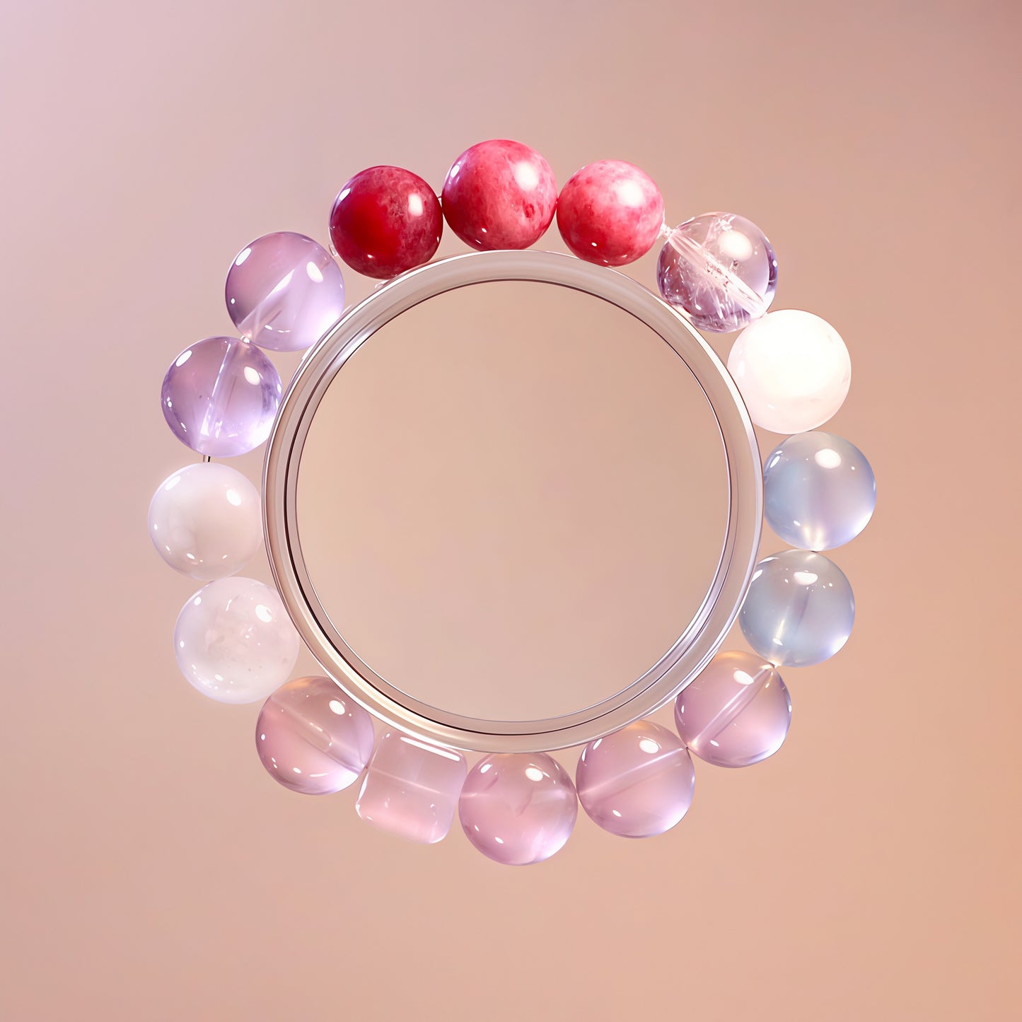 Rose Quartz, Aquamarine & Rhodonite Bracelet – Natural Crystal Jewelry for Love and Growth