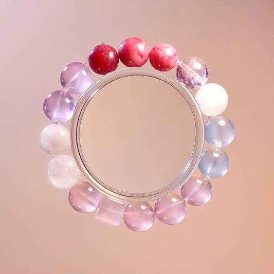Rose Quartz, Aquamarine & Rhodonite Bracelet – Natural Crystal Jewelry for Love and Growth