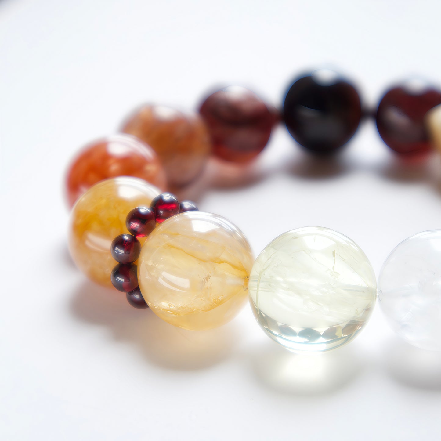 Red Flower Agate & Phantom Quartz Bracelet – Natural Crystal Jewelry for Passion and Inner Growth
