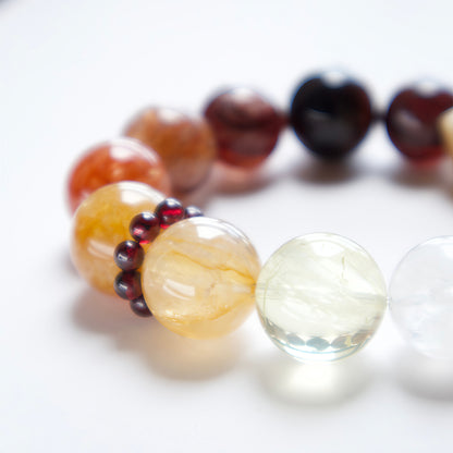 Red Flower Agate & Phantom Quartz Bracelet – Natural Crystal Jewelry for Passion and Inner Growth