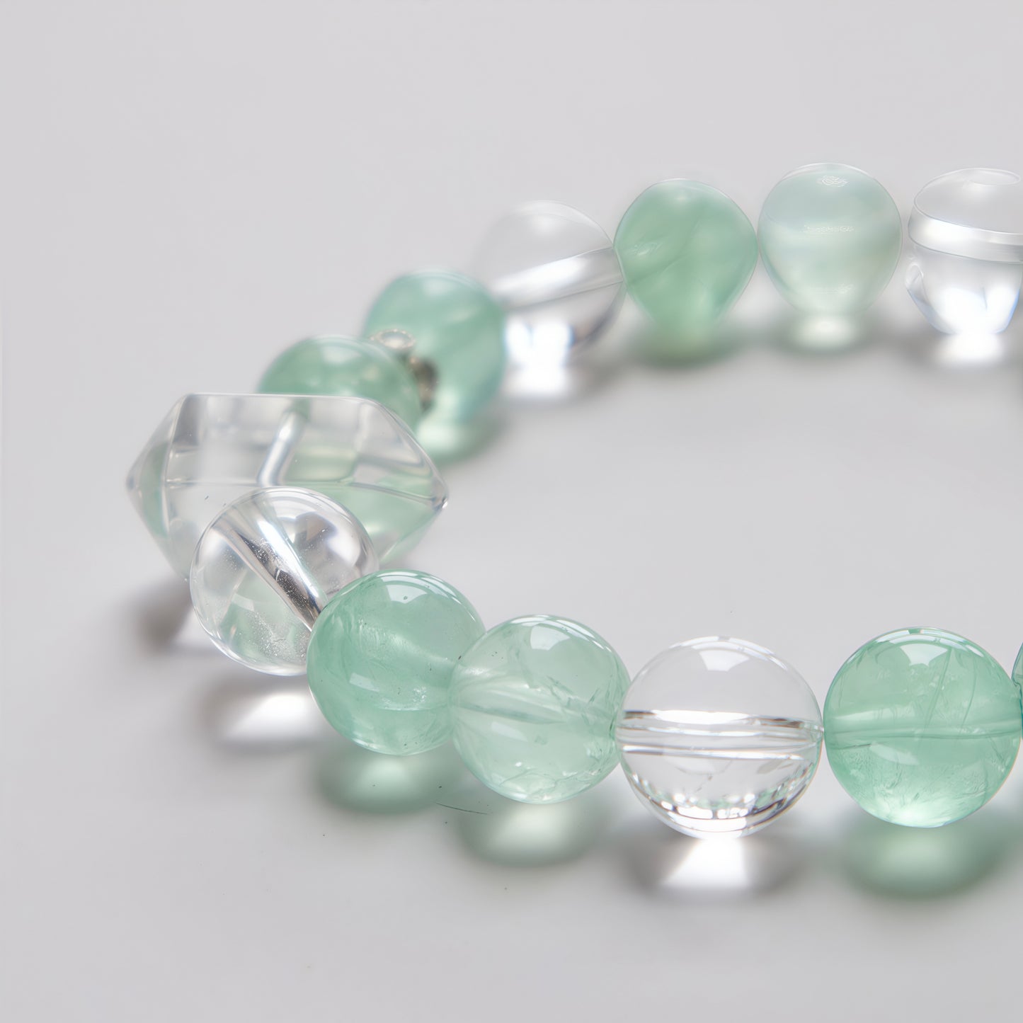 Green Fluorite & Clear Quartz Bracelet – Natural Crystal Jewelry for Renewal and Protection
