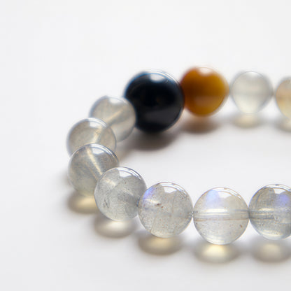 Gray Moonstone & Tiger’s Eye Bracelet – Natural Crystal Jewelry for Intuition and Confidence