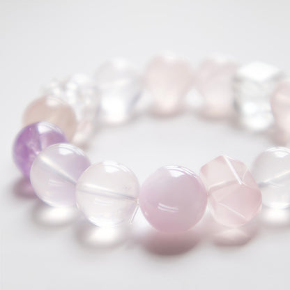 Natural Rose Quartz & Lavender Amethyst Bracelet – Healing Crystal Bracelet for Love & Self-Care