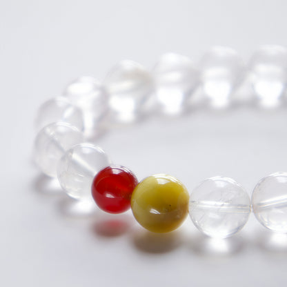 Gold Tiger's Eye, Rose Quartz & Red Agate Bracelet – Healing Crystal Jewelry with Silver Dividers