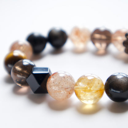 Smoky Quartz & Obsidian Bracelet – Natural Crystal Jewelry for Grounding and Protection