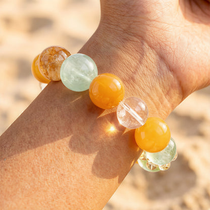 Yellow Agate & Green Fluorite Bracelet – for Wealth and Positive Energy