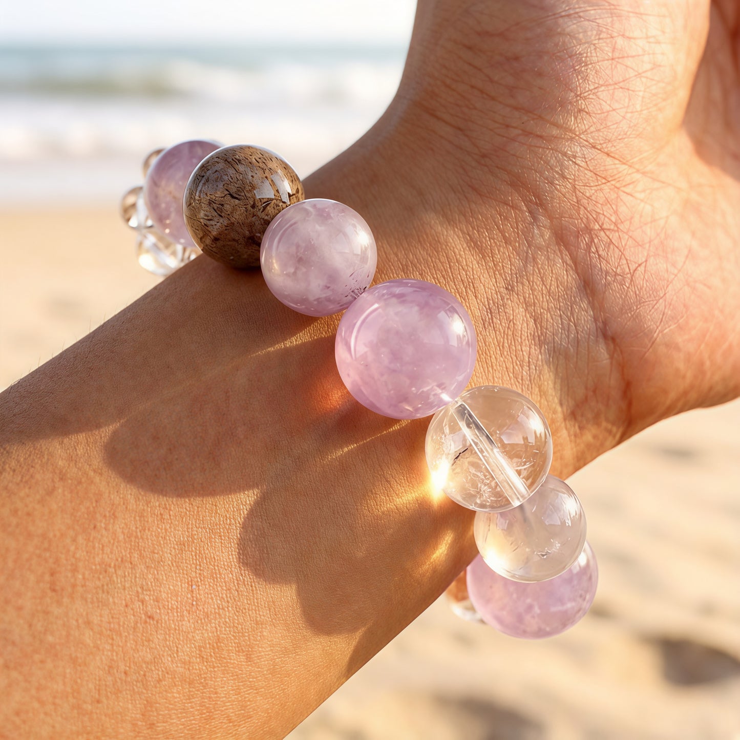 Lavender Quartz & Super Seven Bracelet – for Emotional Healing and Intuition
