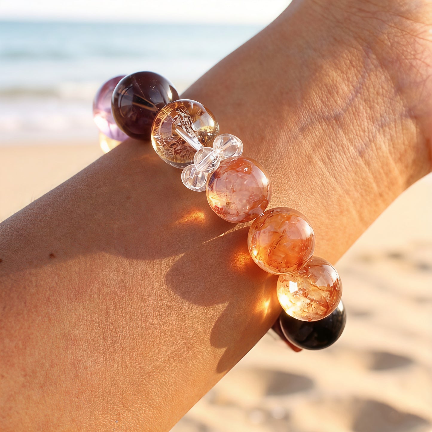 Silver Obsidian & Lavender Quartz Bracelet – for Strength and Balance