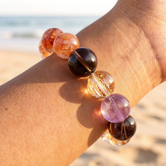Silver Obsidian & Lavender Quartz Bracelet – for Strength and Balance