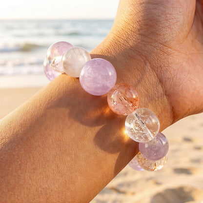 Lavender Quartz & Super Seven Bracelet – for Emotional Healing and Intuition
