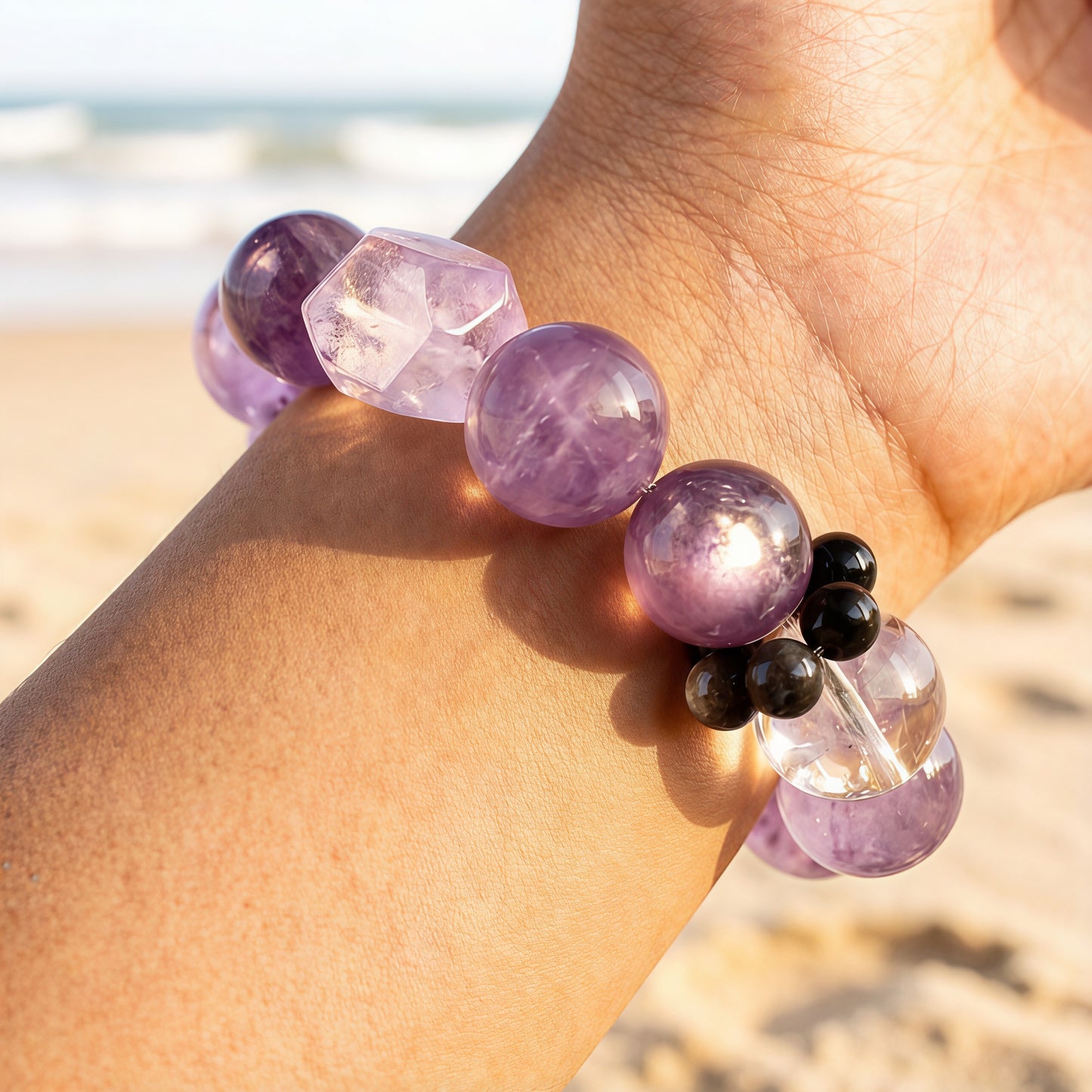 Uruguay Amethyst & Lepidolite Bracelet – for Peace and Emotional Healing