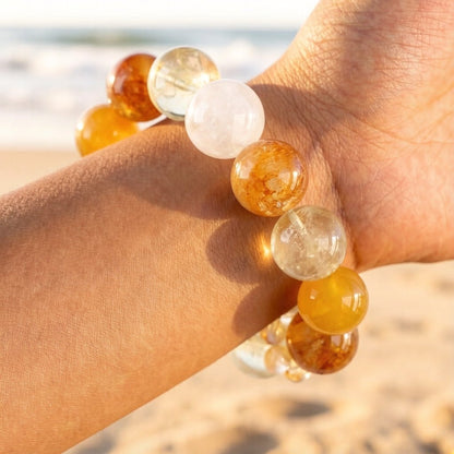 Lemon Quartz & Flower Agate Bracelet – for Joy and Emotional Warmth