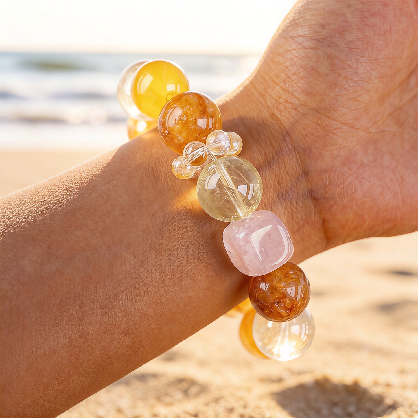 Lemon Quartz & Flower Agate Bracelet – for Joy and Emotional Warmth