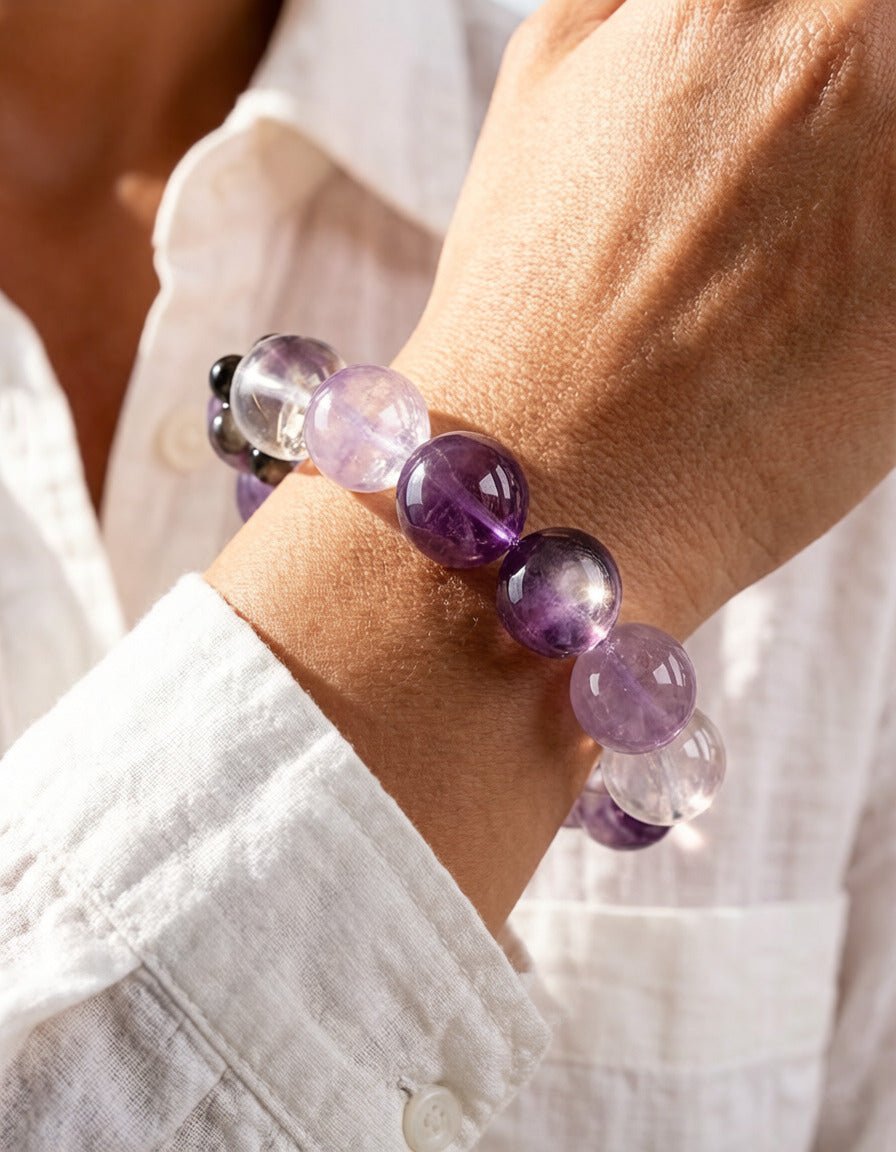 Uruguay Amethyst & Lepidolite Bracelet – for Peace and Emotional Healing