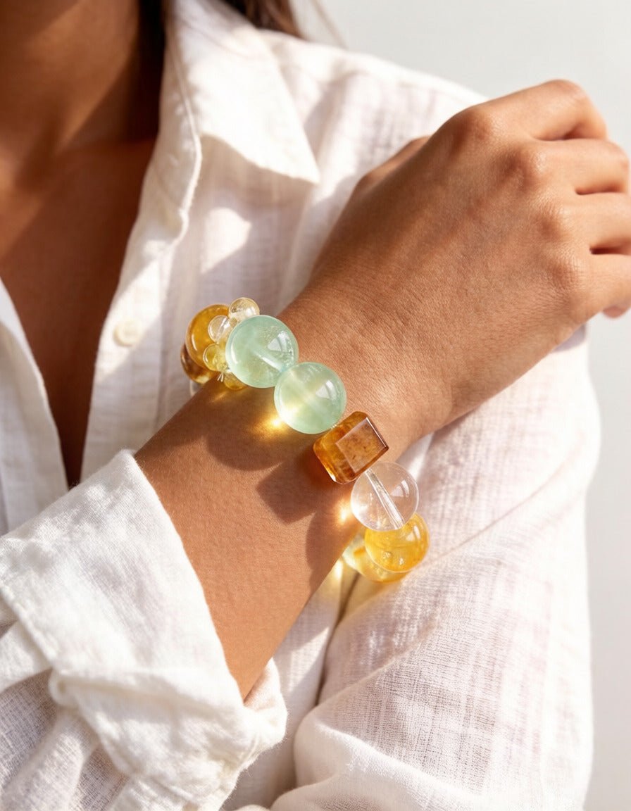 Green Fluorite & Citrine Bracelet – for Clarity and Positive Energy