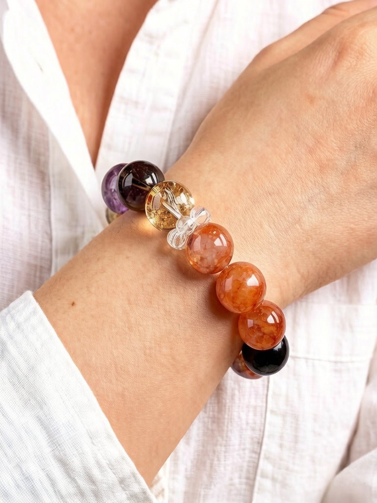 Silver Obsidian & Lavender Quartz Bracelet – for Strength and Balance