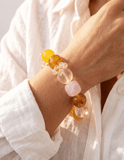 Lemon Quartz & Flower Agate Bracelet – for Joy and Emotional Warmth