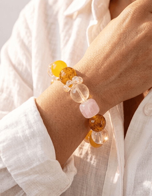 Lemon Quartz & Flower Agate Bracelet – for Joy and Emotional Warmth