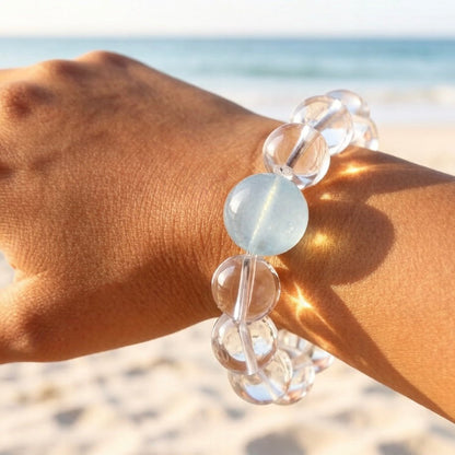 Aquamarine & Clear Quartz Bracelet – Natural Crystal Jewelry for Clarity and Inner Peace