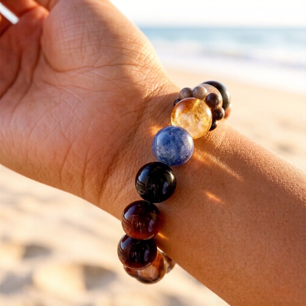 Tiger’s Eye & Kyanite Bracelet – Natural Crystal Jewelry for Confidence and Focus