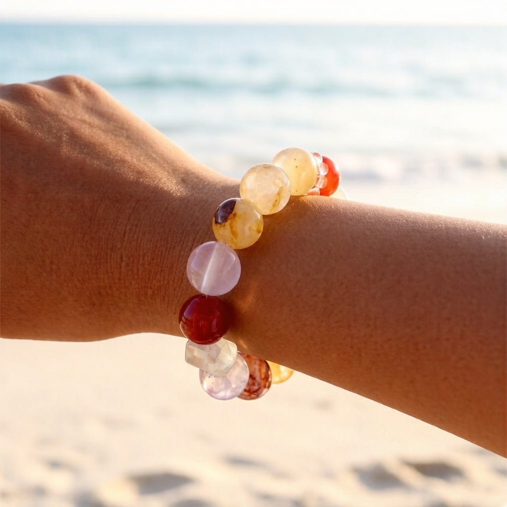 Yellow Dragon Vein & Agate Bracelet – Natural Crystal Jewelry for Joy and Vitality