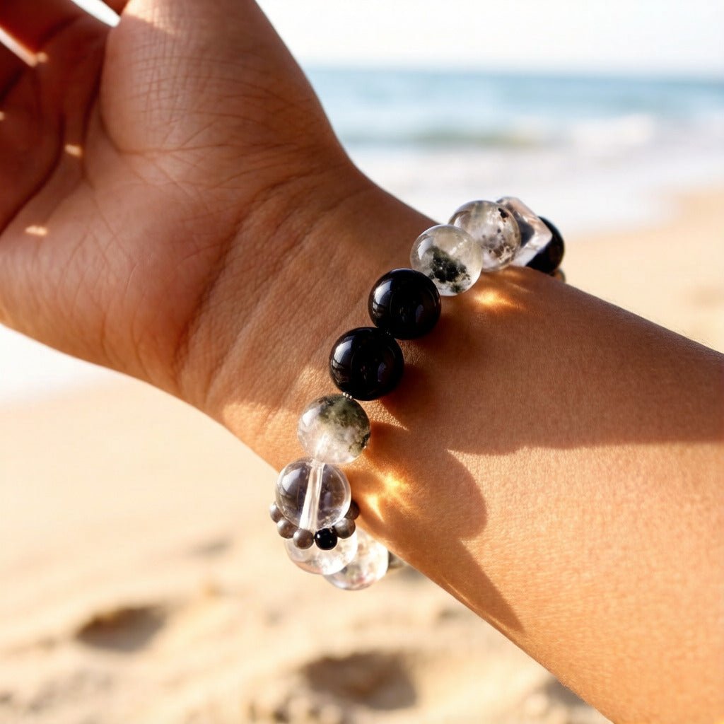 Four Seasons Phantom & Black Obsidian Bracelet – Crystal Jewelry for Clarity & Strength