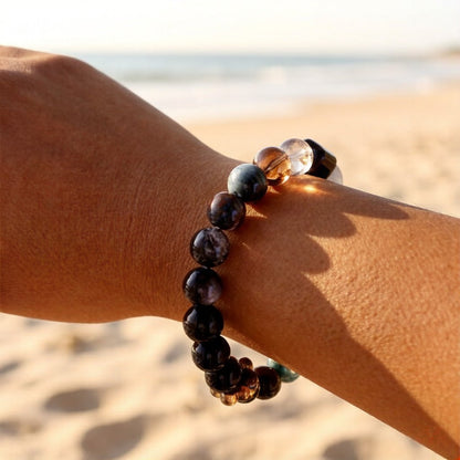 Flash Quartz & Blue Tiger’s Eye Bracelet – Natural Crystal Jewelry for Focus and Protection