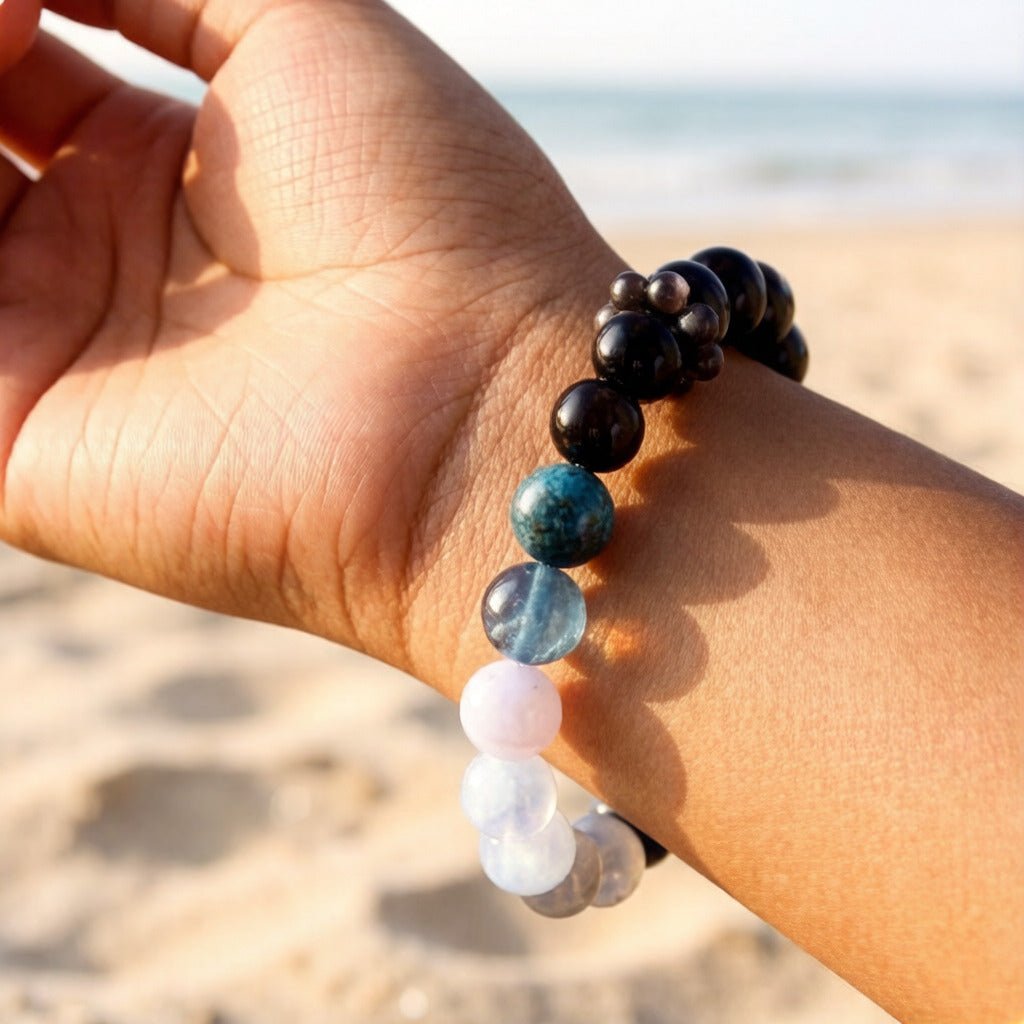 Flash Quartz & Blue Tiger’s Eye Bracelet – Natural Crystal Jewelry for Focus and Protection
