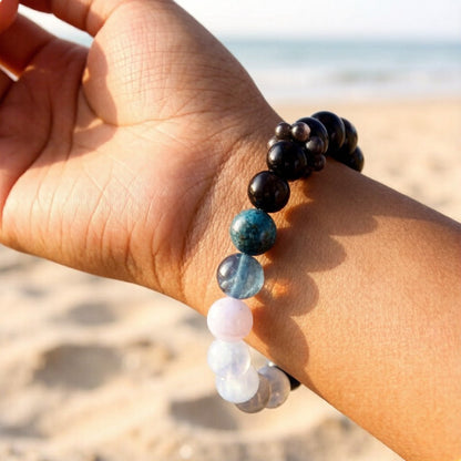 Flash Quartz & Blue Tiger’s Eye Bracelet – Natural Crystal Jewelry for Focus and Protection